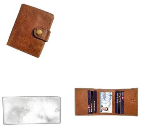 Trifold Leather Wallet, Color : Brown