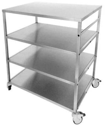 Stainless Steel Kitchen Trolley, Color : Silver