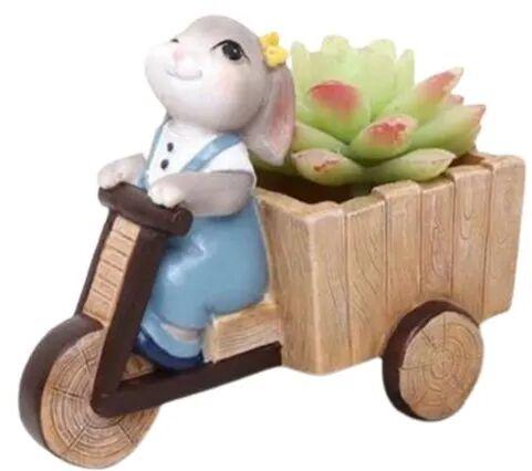 Rabbit Resin Flower Pot, Size : 14 x 10 x 16 cm