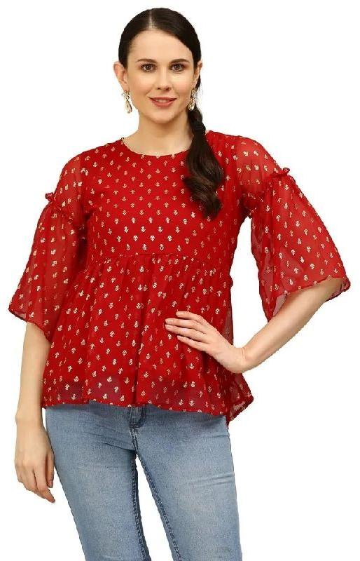 Georgette Printed Top, Size : All Sizes