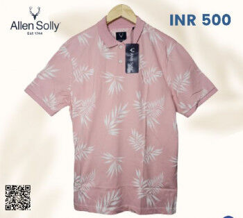 Mens Allen Solly Polo Neck T-shirt (Light Pink)