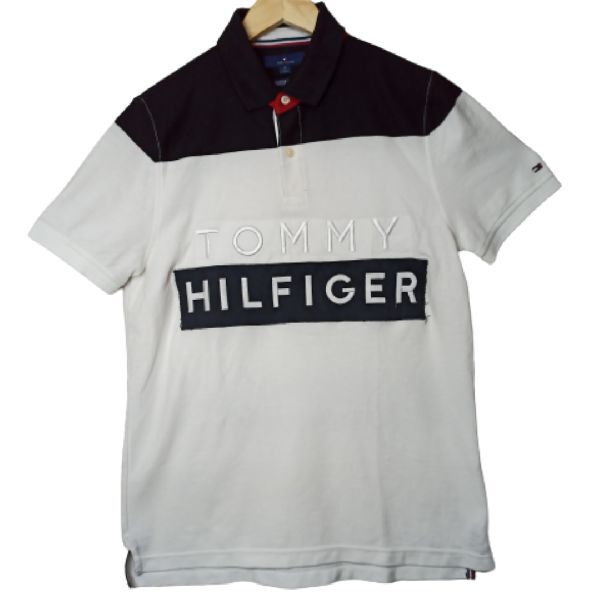 Mens Tommy Hifiger Polo Neck T-shirt (black,White)