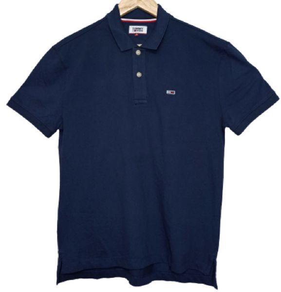 Mens Tommy Hifiger Polo Neck T-shirt (Plain Dark Blue)