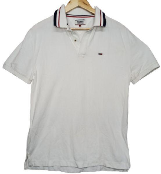 Mens Tommy Hifiger Polo Neck T-shirt (Pure Cotton White)