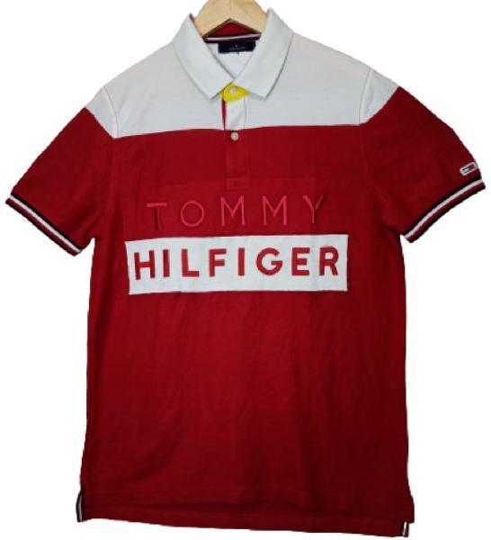 Mens Tommy Hifiger Polo Neck T-shirt (White,Red)
