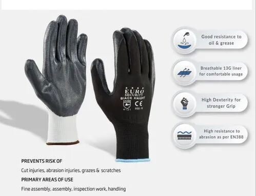 Nitrile Coated Hand Gloves, Size : Free Size