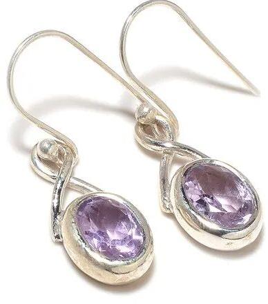 silver amethyst earring