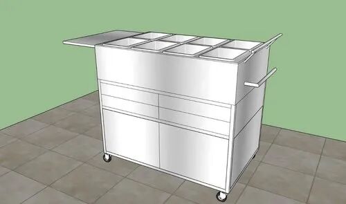 Stainless Steel Hot Food Trolley, Color : Silver