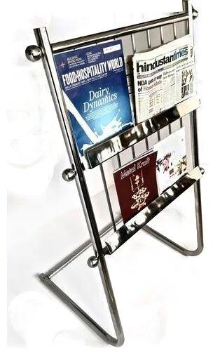 Stainless Steel Magazines Stand, Color : Silver