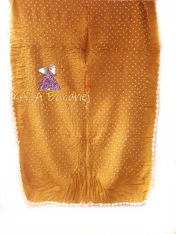 Cotton Satin Bandhani Saree, Color : Gold Rust