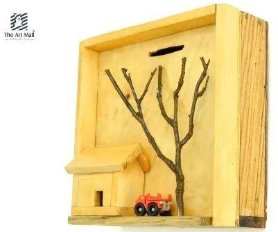 Decorative Wooden Money Box, Shape : Rectangular