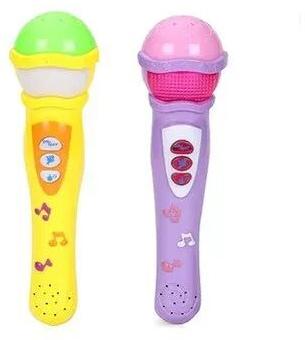 Purple Yellow(Base color) Plastic Playing Musical Microphone, Packaging Type : Box