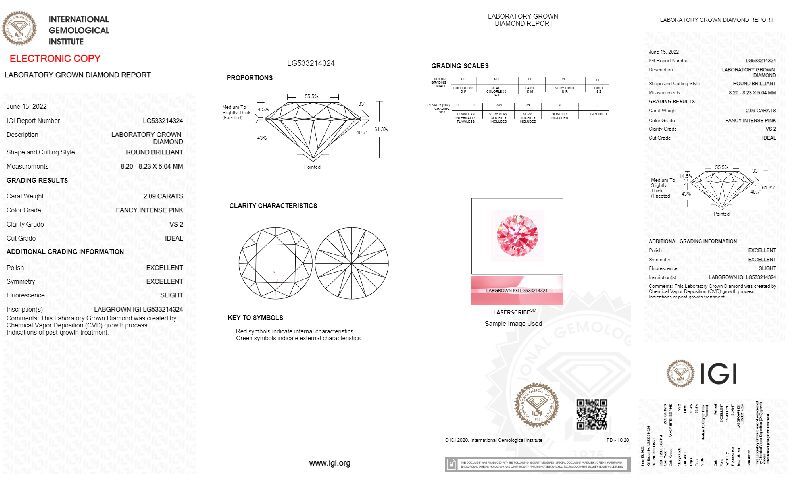 Round Shaped 2.09ct Fancy Vivid Pink VS2 IGI Certified Lab Grown CVD Diamond