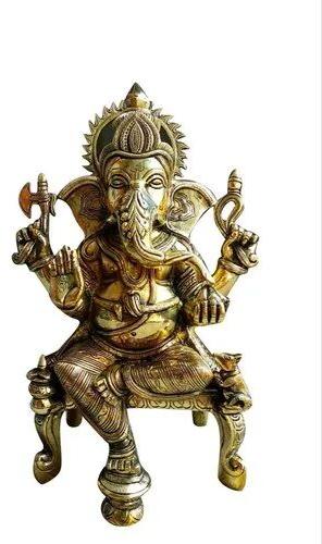 800 gm Brass Ganesha Statue, Packaging Type : Box