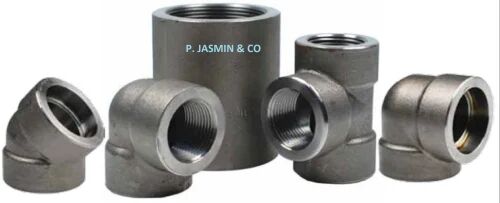 MS Threaded Forged Pipe Fittings, Color : BLACK