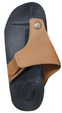 Black Brown Leather Men Daily Wear Slipper, Size : 8inch