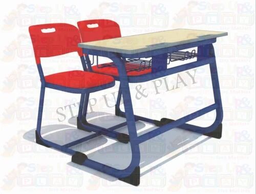 Brown Mild Steel Double Seater School Desk