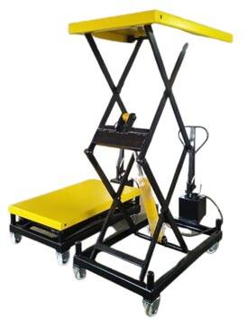 Yellow 440V Semi Automatic Mild Steel Hydraulic Scissor Lift, for Factories, lifting type : Zig Zag