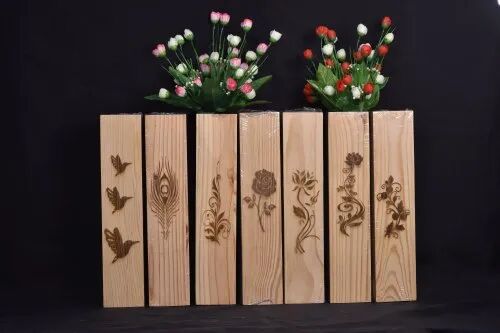 Wooden Pine Wood Flower Vase, Color : Brown