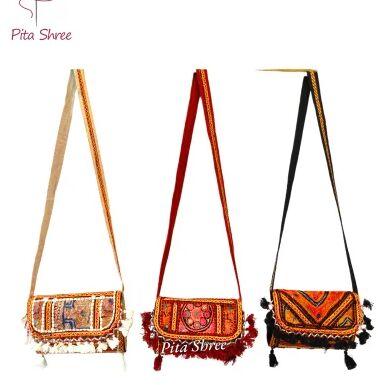 Hand embroidery Vintage Banjara Bag, Style : Rope Handle