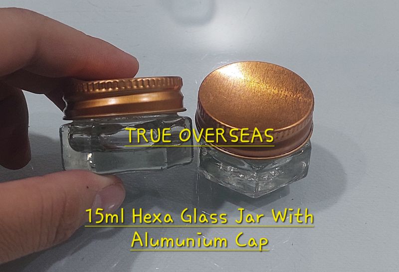 Transparent 15 ml Glass Hexagonal Jar, for Packaging