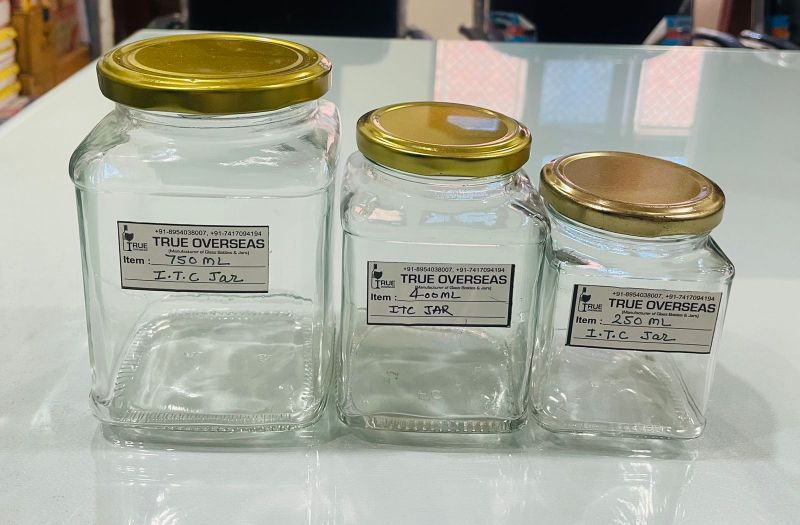 Transparent 400 ml Glass Square Jar, for Packaging
