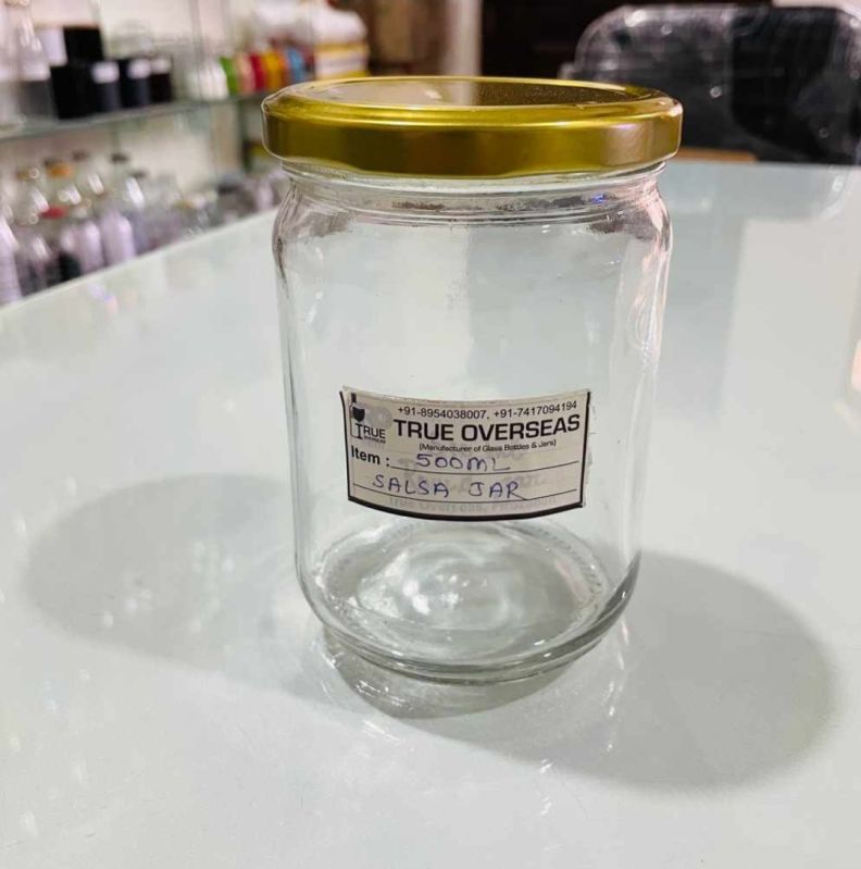 Transparent Round 500 ml Glass Salsa Jar, for Packaging