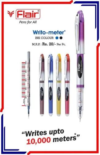 Blue Plastic Flair Ball Pen, for Writing, Packaging Type : Box