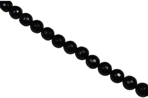 8mm Faceted Round Black Onyx Beads