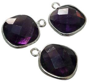Sterling Silver Amethyst Square CHARM