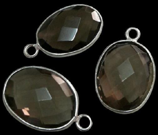 Sterling Silver with Smoky Quartz Oval CHARM