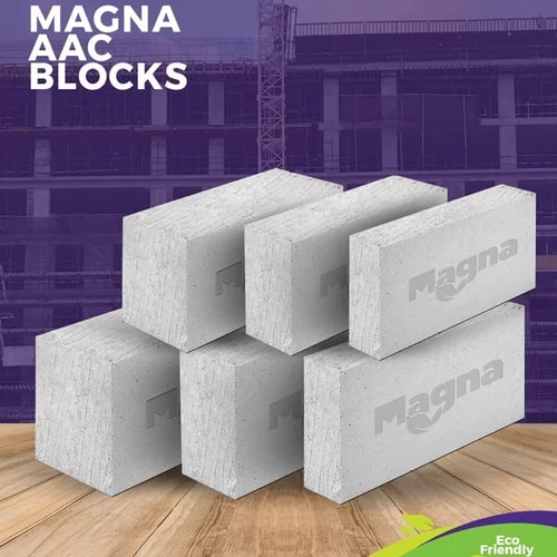 Grey Rectangular Polished Solid Aerated Concrete Magna AAC Blocks, for Construction, Size : Standard