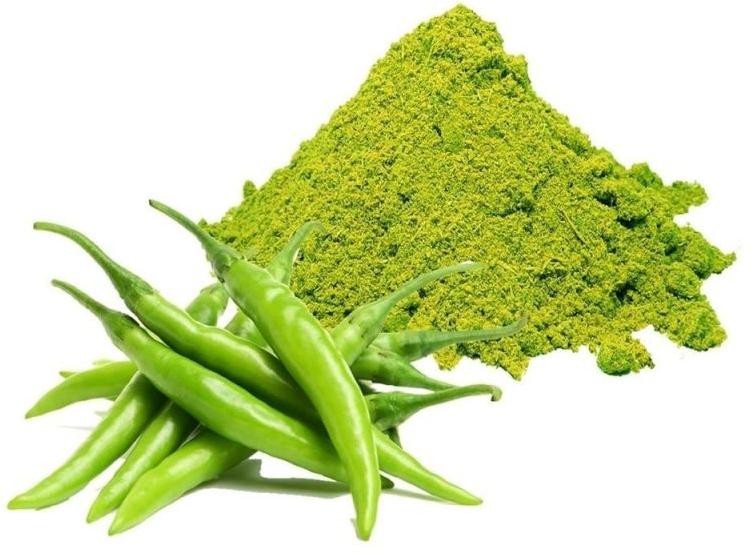Raw Natural Green Chilli Powder, for Cooking, Spices, Grade Standard : Food Grade