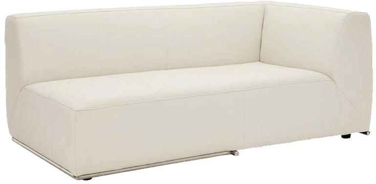 2 Seater Chaise Leatherette Sofa, Color : White