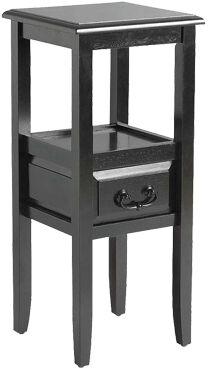 Square End Tables With Drawer, Color : Black