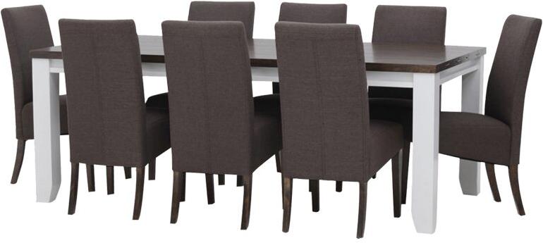 Wooden 8 Seater Dining Table Set, Color : Brown, White Gray