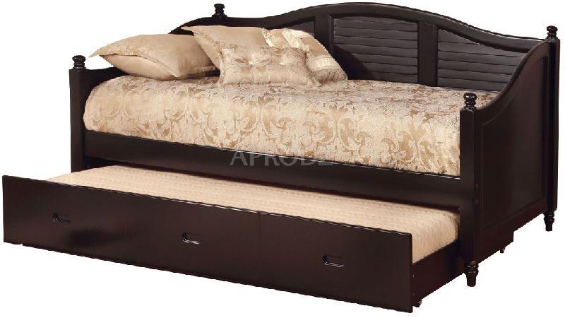 Solid Wood Trundle Bed, Color : Cappuccino, White
