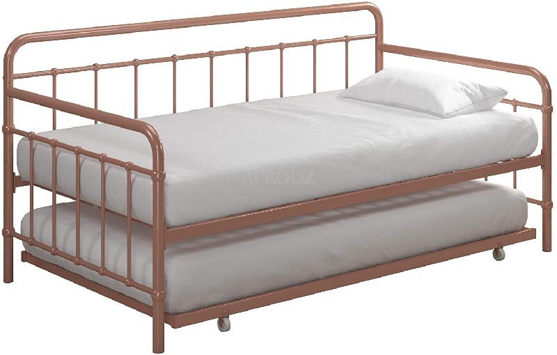 Twin Size Metal Trundle Bed, Color : Black, Rose Gold