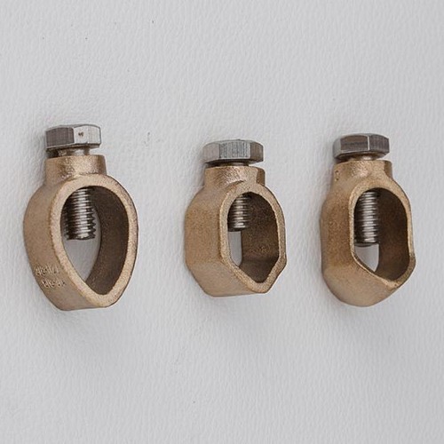 Golden Polished Brass Ground Rod Clamp, Feature : Durable, Fine Finishing, High Quality