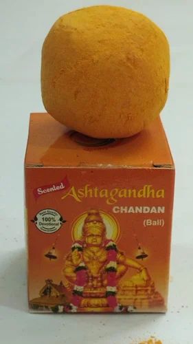 Golden Sandalwood Ashtagandha Chandan Ball, for Religious, Packaging Type : Plastic Container