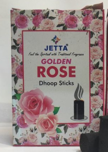 Jetta Black Wood Dust Golden Rose Dhoop Sticks, for Religious