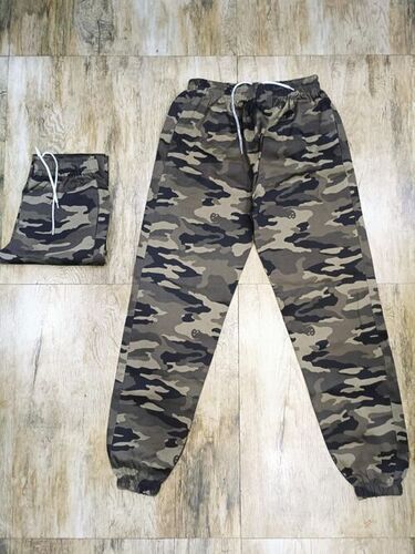 Green Regular Fit Army Print Cotton Woven Jogger, Occasion : Casual Wear