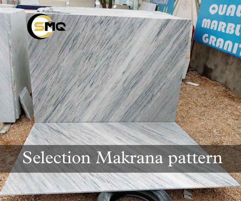 Square Polished Makrana Pattern Marble Slab, for Flooring Use, Making Temple, Statue, Color : White