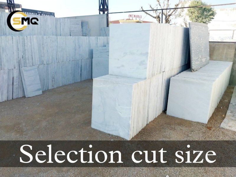 white cut size marble