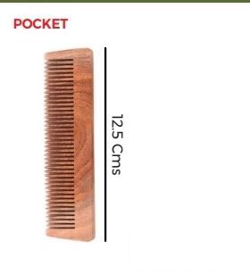 Pocket Neem Wood Comb, for Household, Color : Brown
