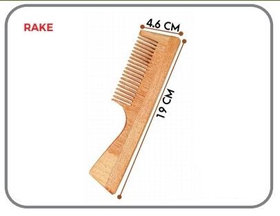 Rake Neem Wood Comb, for Household, Color : Brown