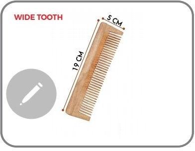 Wide Tooth Neem Wood Comb, Color : Brown