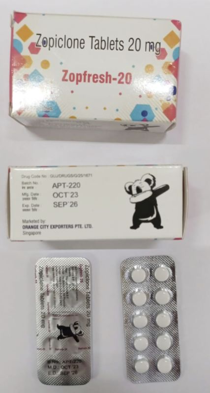 Zopiclone tablets 20, for HOSPITAL, HOME, CLINIC, Packaging Type : BOX