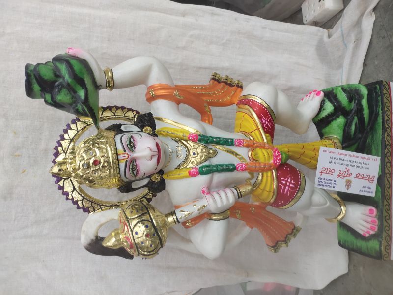Printed Polished marble hanuman statue, for Home temple garden office