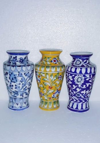 Blue Pottery Ceramic Flower Vase